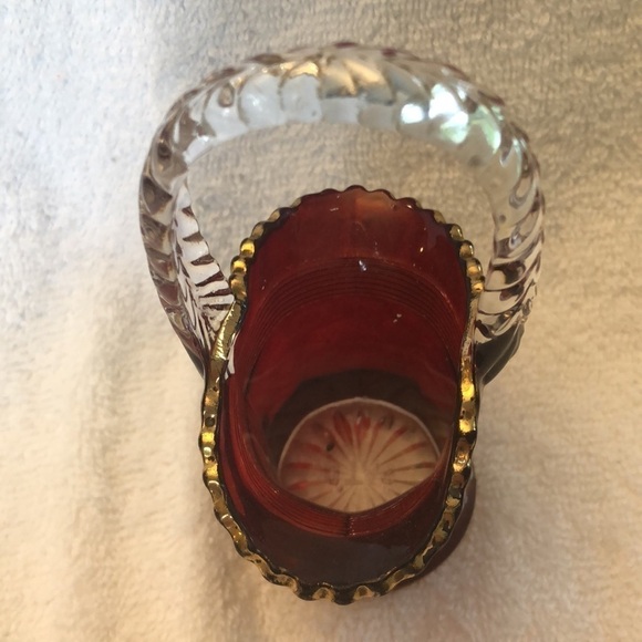 Vintage hand painted Bride’s Basket Ruby Glass - Picture 7 of 7